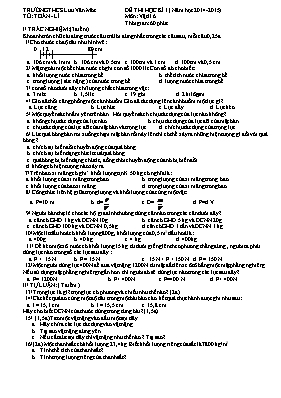 Đề thi học kì I (năm học 2014 - 2015) môn Vật lí 6 - Trường THCS Lưu Văn Mót